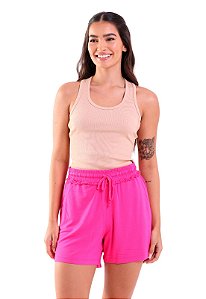 Shorts Feminino Cós Alto com Bolsos e Amarração Trendz Pink