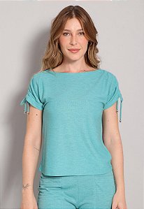 Blusa Piquet Cordão De Ajuste No Ombro Bella