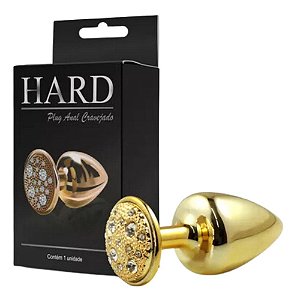 PLUG ANAL CRAVEJADO EM STRASS HARD DOURADO P