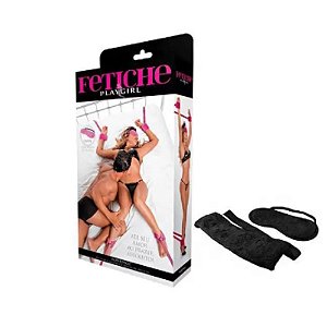 FETICHE BONDAGE KIT C/4 AMARRAS E VENDA DE PELUCIA PRETO