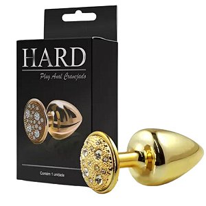 PLUG ANAL CRAVEJADO EM STRASS HARD (HA135) DOURADO M