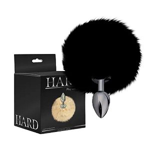 PLUG ANAL POMPOM ESCURO HARD ONIX