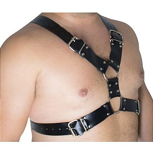 FETICHE COURO HARNESS EM Y BY022 PRETO