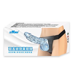 STRAP ON COM PENIS REALISTICO AZUL E FLEXIVEL 15,8CM