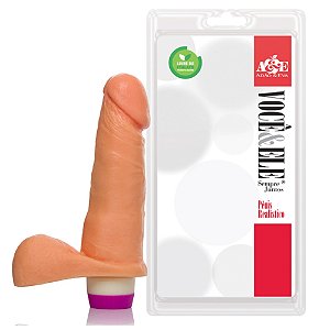 PROTESE DILDO C/ESCROTO E VIBRO 16,5X4 ADAO21N BEGE