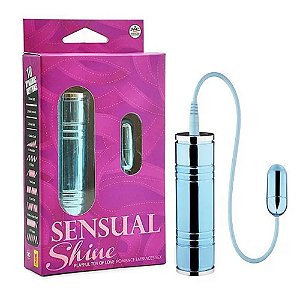 VIBRADOR SENSUAL SHINE CAPSULA COM CONTROLE AZUL METALIZADO