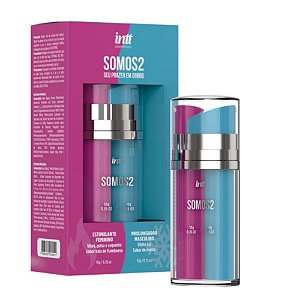 Somos2 Seu Prazer em Dobro - Estimulante Feminino Sabor Framboesa 10g e Retardante Masculino Ice Menta 10g