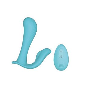 Vibrador Dupla Estimulação  Multifuncional Com Controle 10 modos - HEAVEN AZUL - IM0423