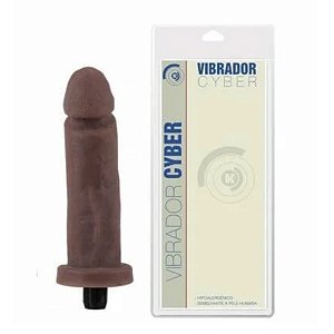 Pênis Realístico com Vibrador em CYBERSKIN Cor CHOCOLATE - 18 x 4 CM PK323CH