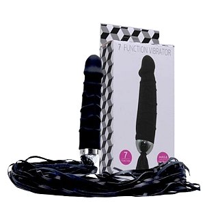 Vibrador Sado Com Chicote e 7 Tipos de Vibrações – PRETO - KMM1012P