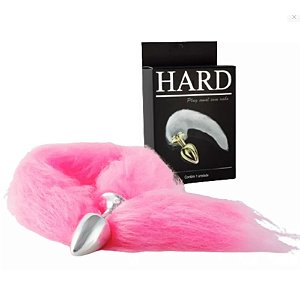 PLUG ANAL COM RABO HARD (HA116) CROMADO/ROSA U