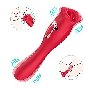 VIBRADOR 2x1 BOCA MASSAGEADORA COM SUCÇÃO 10MODOS