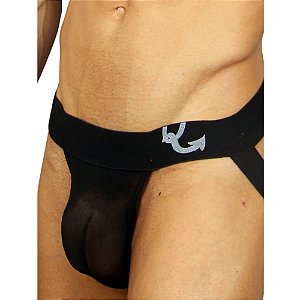 CUECA JOCKSTRAP TRANSPARENTE PRETO