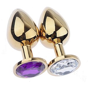 Plug Anal Metal Joia com Cristal 7x2,8cm DOURADO - P - 7052
