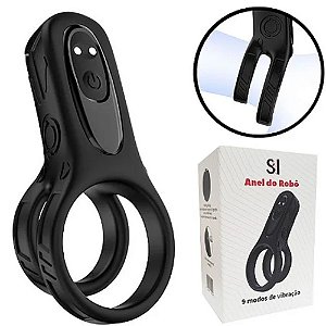 Anel Peniano Duplo com Vibrador - Recarregável - Robô - SI - 8691