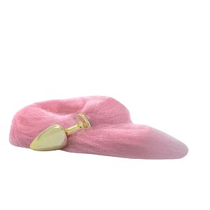 PLUG ANAL COM RABO HARD (HA116) DOURADO/ROSA U -