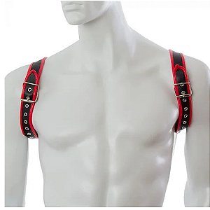 FETICHE HARNESS PRETO E C/ ARGOLAS LOVETOYS VERMELHO U