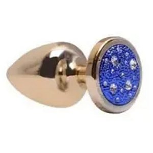 PLUG ANAL LESS CRAVEJADA HARD (HA144) DOURADO/AZUL M