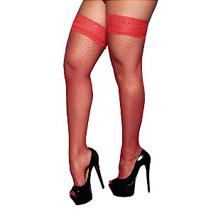 Meia Arrastao 7/8 Com Silicone Yaffa Y4025 - Vermelho