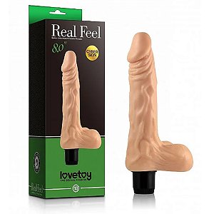 Pênis Realístico com Escroto e Veias Salientes, Vibração Multivelocidade - LOVETOY REAL FEEL 10 - PE027