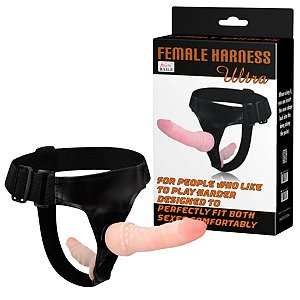 Pênis em Cyberskin Com Cinta Para Dupla Penetração FEMALE HARNESS - CT008 - BW-022020