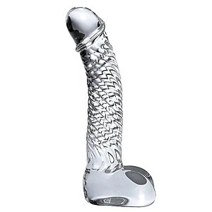 Prótese Pênis Dildo de Vidro Matteo com Texturas - FZ54