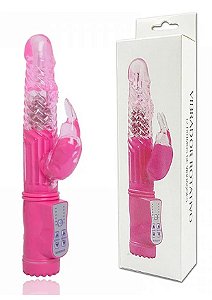 VIBRADOR ROTATIVO COM ESTIMULADOR COELHO 10 VIBRAÇÕES PASSION WAVE JACK RABBIT -