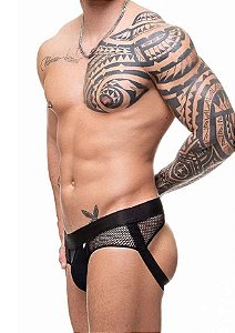 Cueca Suples com arrastão aberta atrás - Preta -