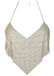 Top Cropped Super LUXO todo no strass - Dourado