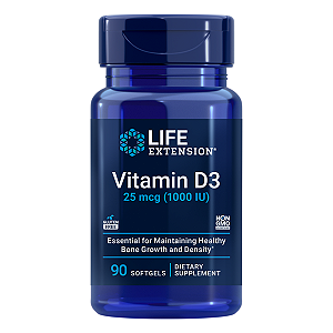 Vitamina D3 25mcg 1000UI 90 Cápsulas - Life Extension
