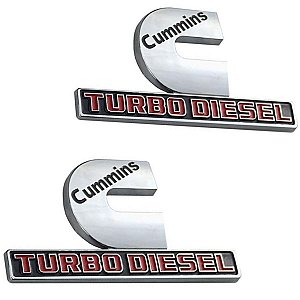 2 Emblemas Cummins Turbo Diesel Cromado/vermelho