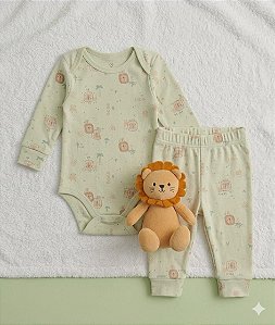 Conjunto Body Leãozinho Suedine