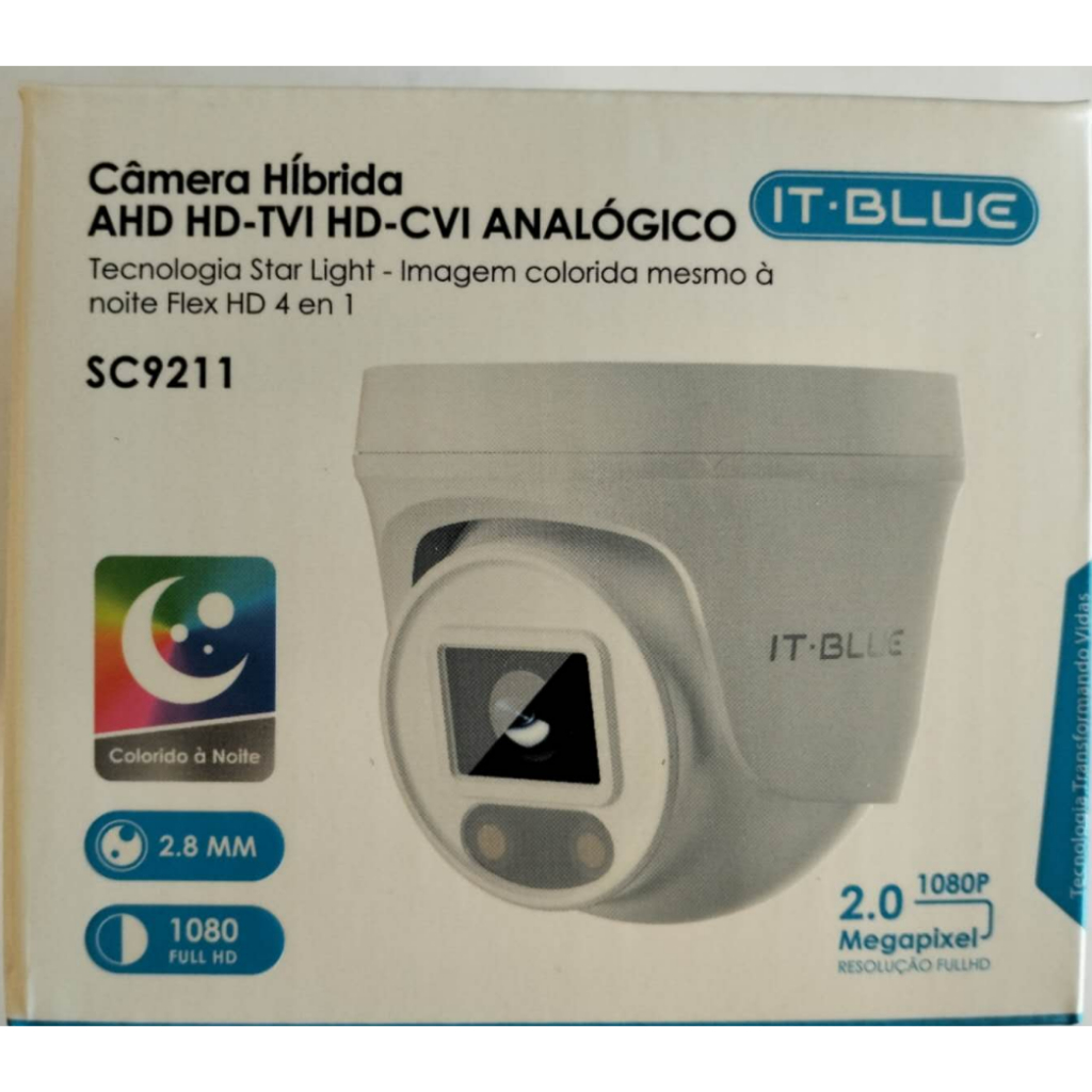 CÂMERA AHD H-TVI HD-CVI ANALÓGICO  1080 FULL  HD 2.8 MM  COLORIDA A NOITE - IT BLUE