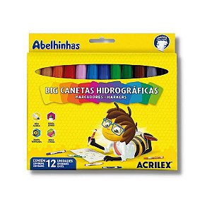 Caneta Hidrográfica Jumbo Abelinhas Acrilex 12 cores