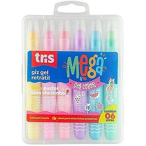Giz de Cera Retrátil Mega Gel Tons Pastel Tris