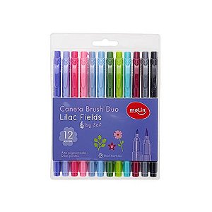 Caneta Brush Pen Duo by Sof Estojo c/ 12 cores Molin