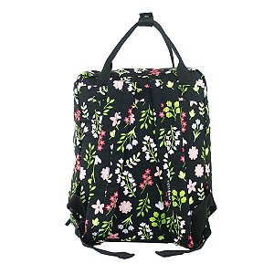 Mochila Quadrada By Sof Floral Preto Sabra