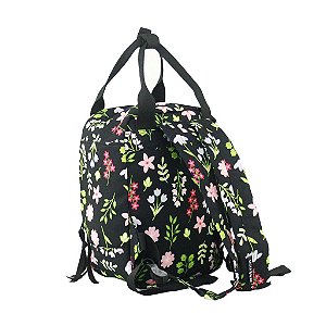 Mini Mochila Quadrada By Sof Floral Preto Sabra