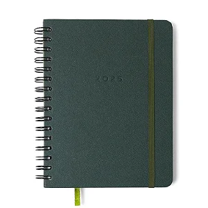 Agenda Planner Wire-o Clássica Semanal Notas com Divisórias A5 Verde Oliva