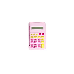 Calculadora de Bolso 8 Dígitos Rosa Flip Flor com Bateria Leonora