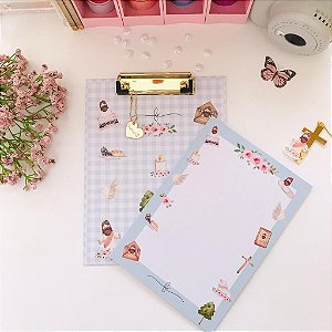 Prancheta Estampada A5 + 30 Folhas Decoradas Meu Devocional Buendia