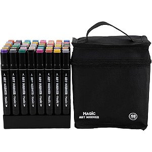 Marcador Artístico Art Marker 48 Cores com Bolsa Magic Kids