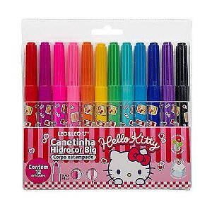 Caneta Hidrográfica Jumbo Hello Kitty 12 Cores Leonora