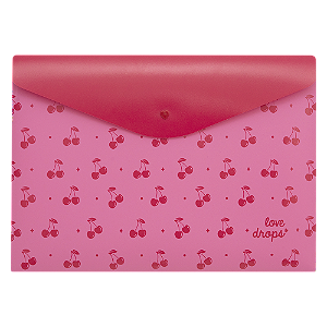 Pasta Envelope A4 Cereja com Botão Polibras