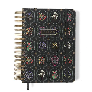 Agenda/Planner 2026 Jardim Diária Preta 180 fls. 148 mm x 210 mm - Cicero