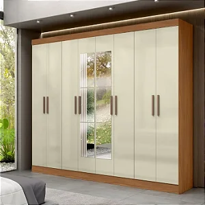 Roupeiro Maxel Paris 100 % MDf 8 Portas Com 4 Gavetas com espelho