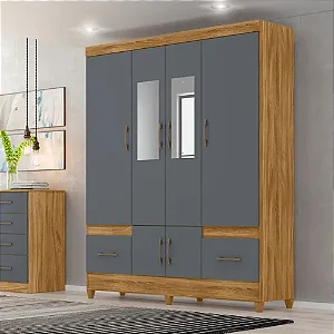 Roupeiro Moval Ms 912 6 portas com sapateira e espelho