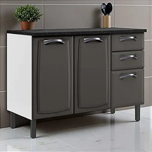 Balcão Itatiaia New Premium com 3 Portas e 2 Gavetas Aco