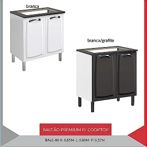 Balcao Cooktop Itatiaia Premium 80 cm 2 Portas