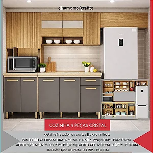 Cozinha Valdemoveis Cristal 4 Pecas com balcao